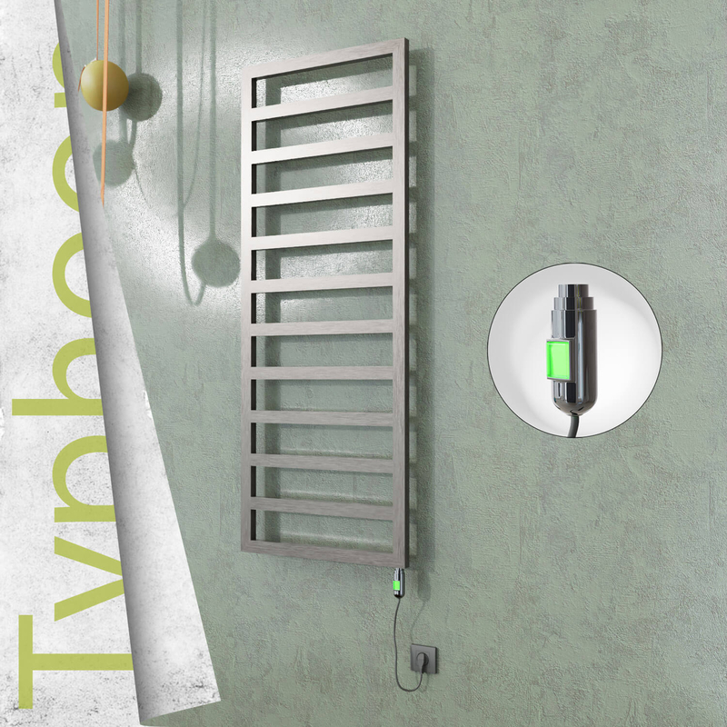 Typhoon Sèche-serviettes Électrique en Inox 600x1580 Poli Satiné (Interrupteur Marche/Arrêt) 600W