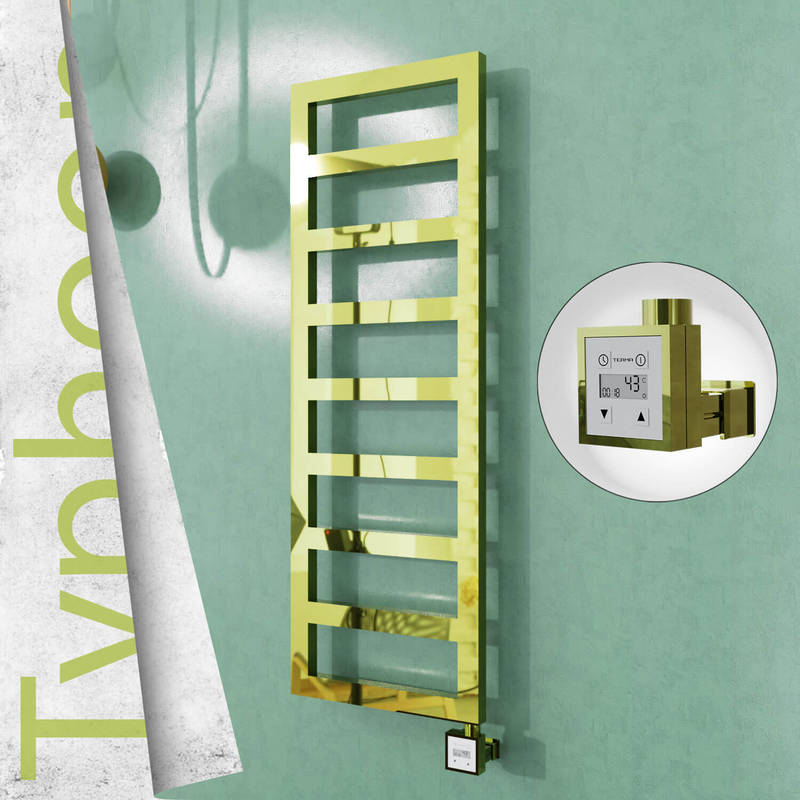 Typhoon Sèche-serviettes Électrique en Inox 600x740 Doré (KTX3 Thermostat) 300W 
