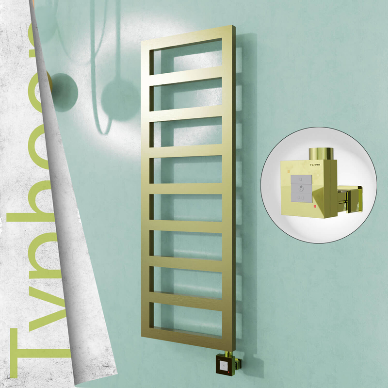 Typhoon Sèche-serviettes Électrique en Inox 600x740 Doré Satiné (KTX1 Thermostat) 300W 