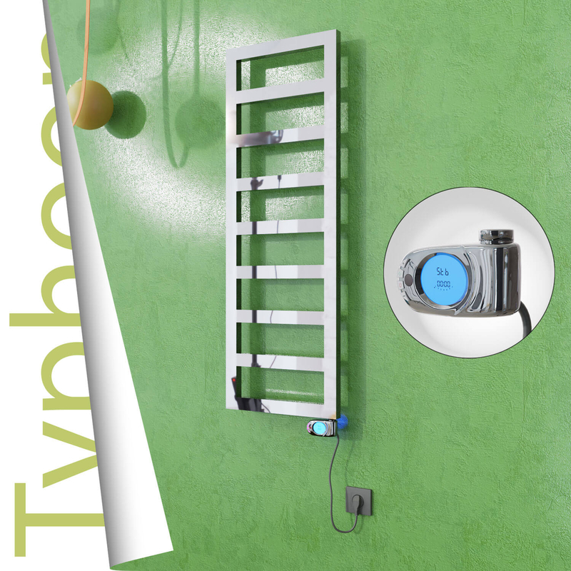 Typhoon Sèche-serviettes Électrique en Inox 600x740 Poli Miroir (Musa Thermostat) 300W 
