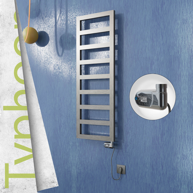 Typhoon Sèche-serviettes Électrique en Inox 600x740 Poli Satiné (Thesis Thermostat) 300W 
