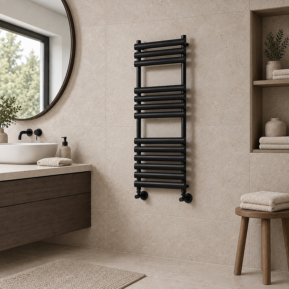 Volga Decorative Towel Rail 500x1200 Black - 1