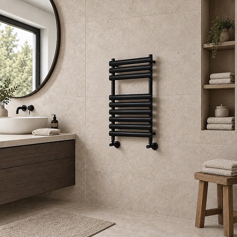 Volga Decorative Towel Rail 500x800 Black 