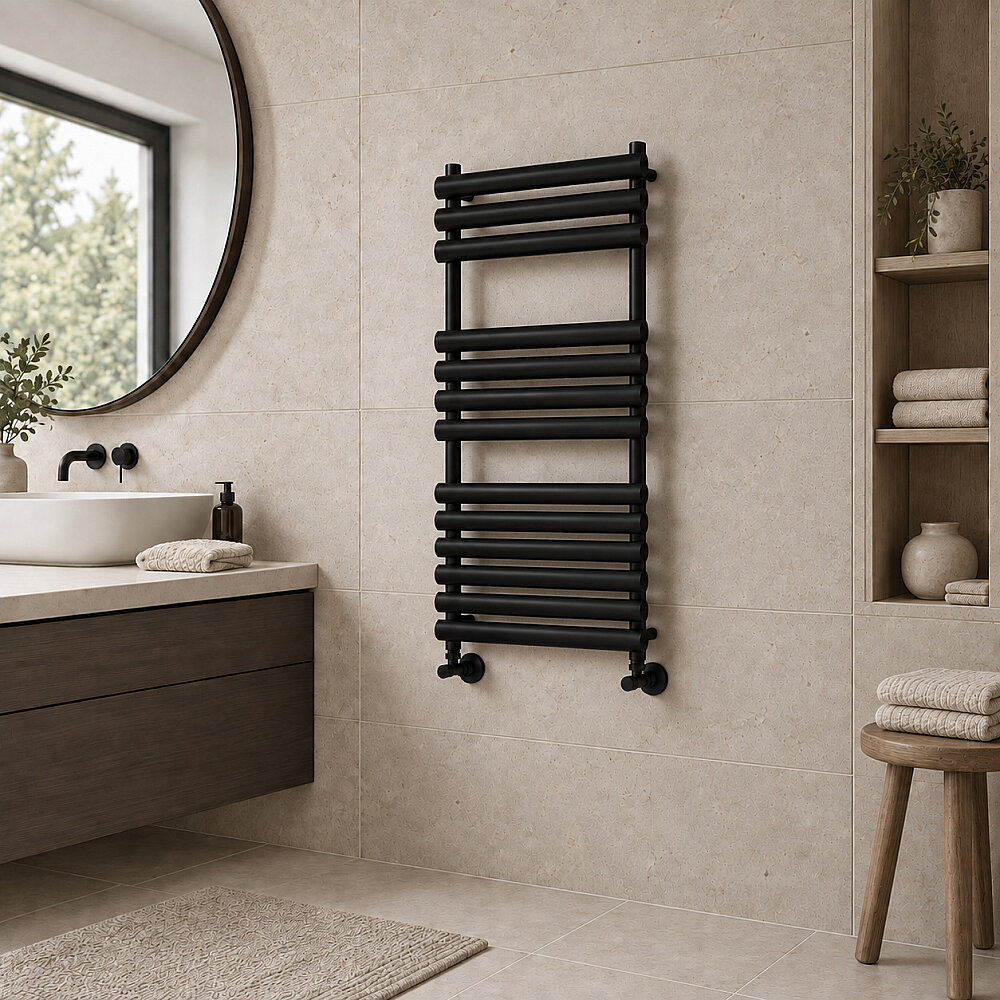 Volga Decorative Towel Rail 600x1200 Black - 1