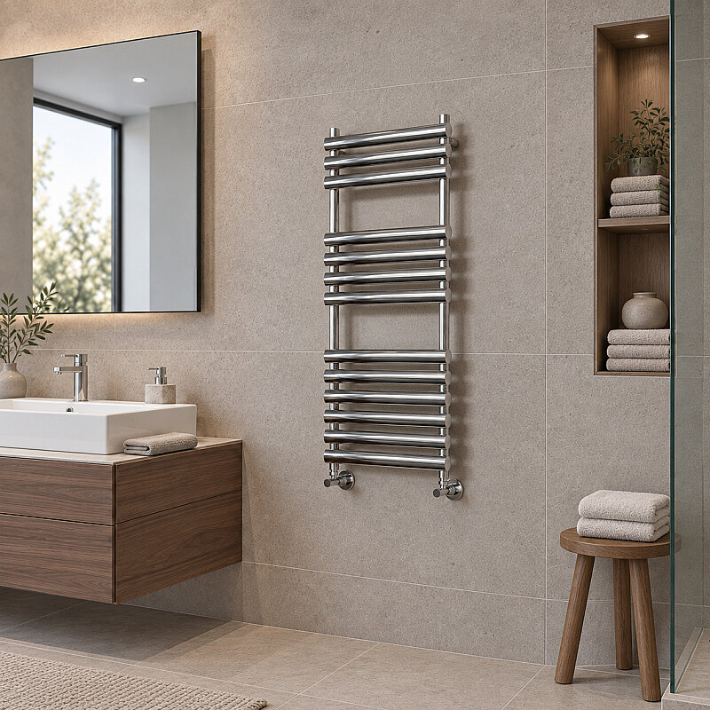 Volga Decorative Towel Rail 600x1200 Chrome