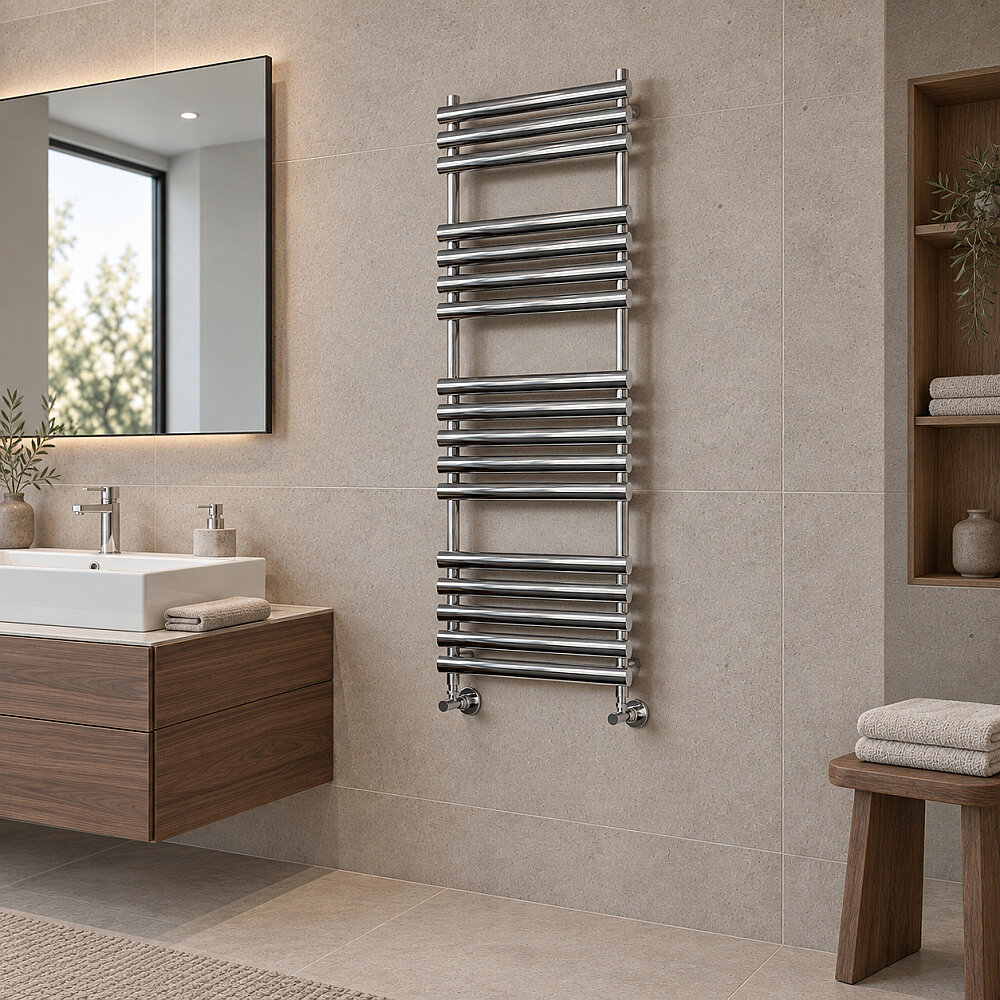 Volga Decorative Towel Rail 600x1600 Chrome - 1