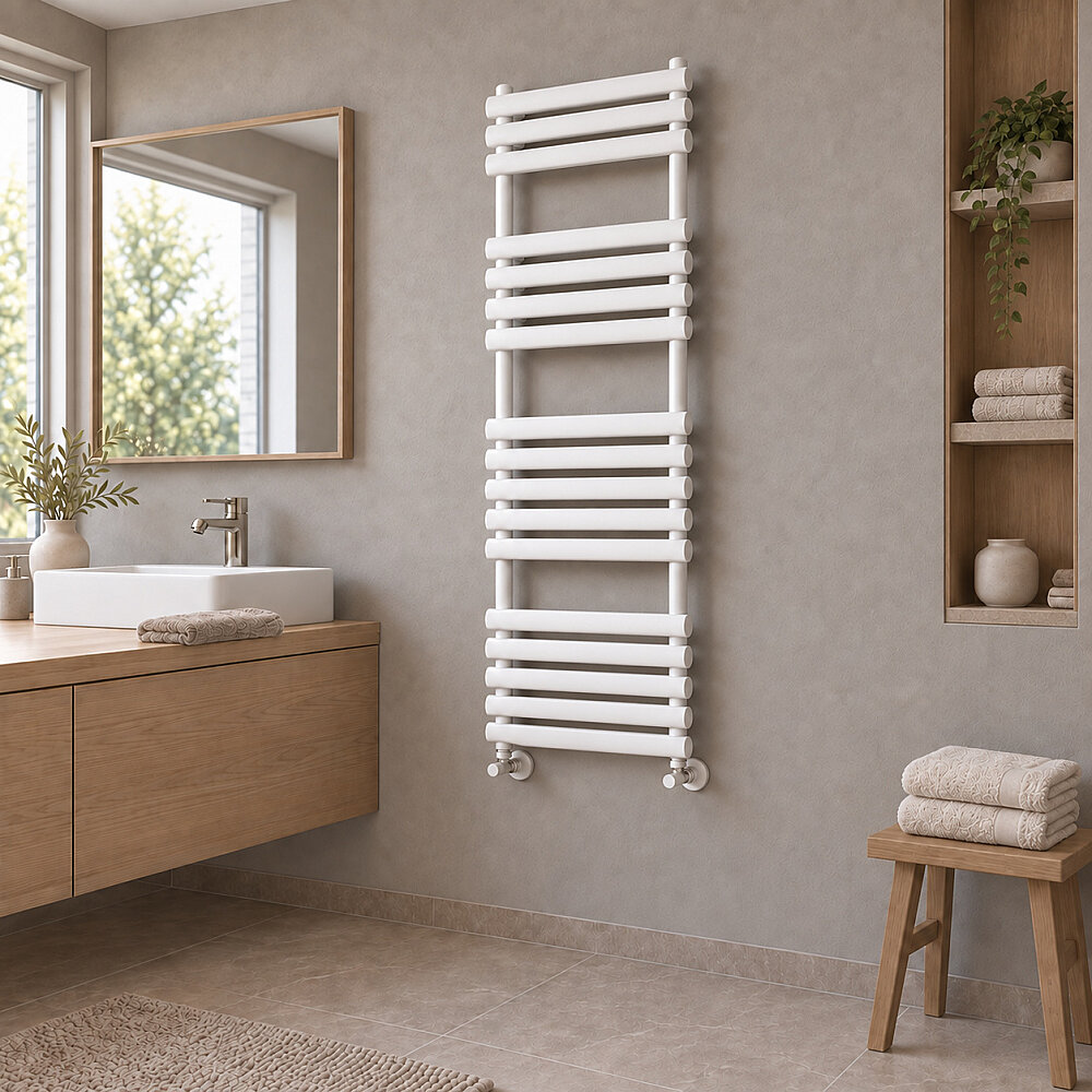 Volga Decorative Towel Rail 600x1600 White - 1