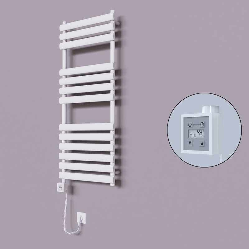 Volga Dekoratif Elektrikli Havlupan 500x1200 Beyaz (KTX3 Termostat) 600W Spiral Kablolu 