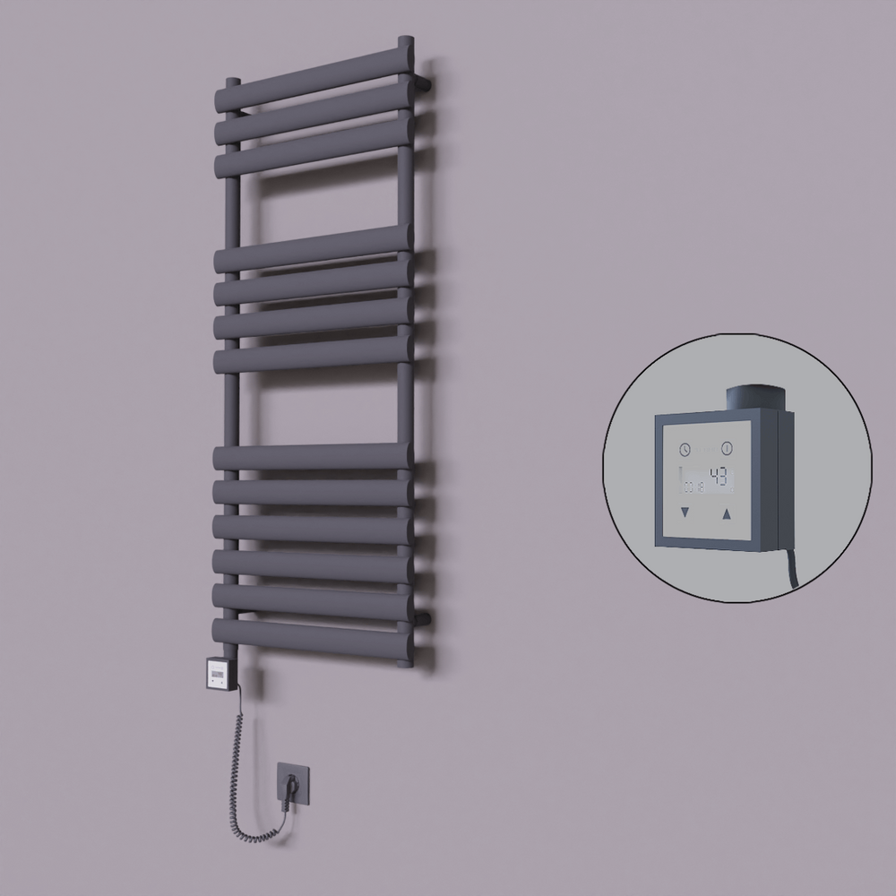 Volga Dekoratif Elektrikli Havlupan 500x1200 Koyu Antrasit (KTX3 Termostat) 600W Spiral Kablolu - 1
