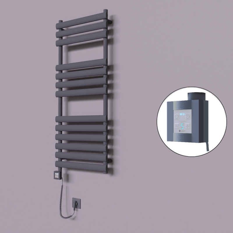Volga Dekoratif Elektrikli Havlupan 500x1200 Koyu Antrasit (KTX4 Termostat) 600W Spiral Kablolu 