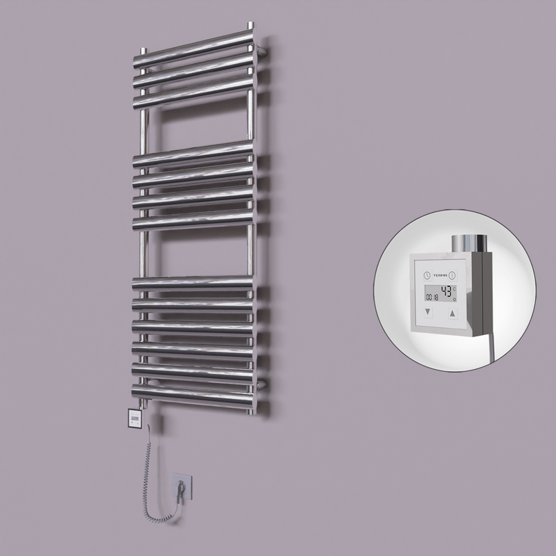 Volga Dekoratif Elektrikli Havlupan 500x1200 Krom (KTX3 Termostat) 300W Spiral Kablolu 