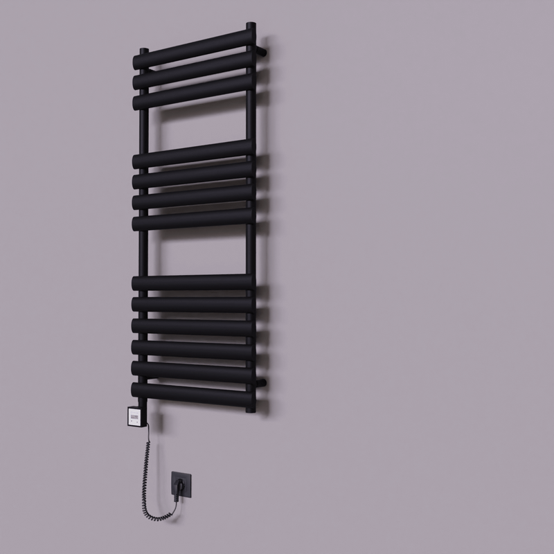 Volga Dekoratif Elektrikli Havlupan 500x1200 Siyah (KTX3 Termostat) 600W Spiral Kablolu 