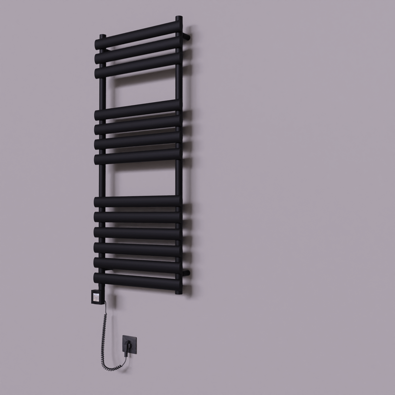 Volga Dekoratif Elektrikli Havlupan 500x1200 Siyah (KTX4 Termostat) 600W Spiral Kablolu 
