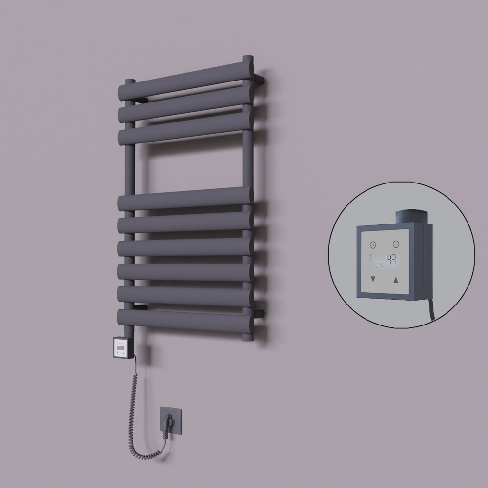 Volga Dekoratif Elektrikli Havlupan 500x800 Koyu Antrasit (KTX3 Termostat) 300W Spiral Kablolu - 1