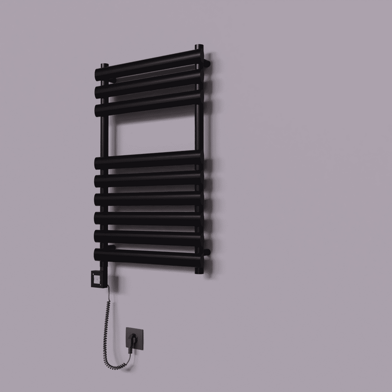 Volga Dekoratif Elektrikli Havlupan 500x800 Siyah (KTX1 Termostat) 300W Spiral Kablolu 