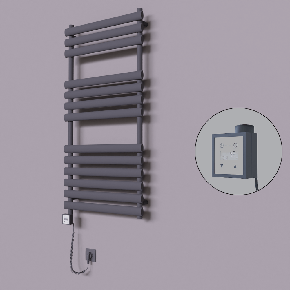 Volga Dekoratif Elektrikli Havlupan 600x1200 Koyu Antrasit (KTX3 Termostat) 600W Spiral Kablolu - 1