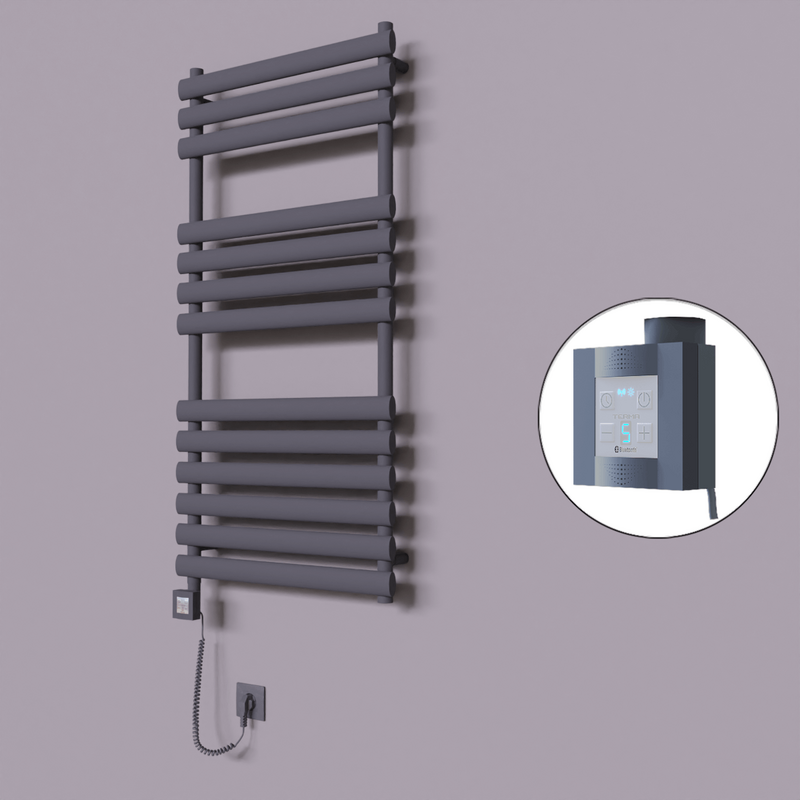 Volga Dekoratif Elektrikli Havlupan 600x1200 Koyu Antrasit (KTX4 Termostat) 600W Spiral Kablolu 