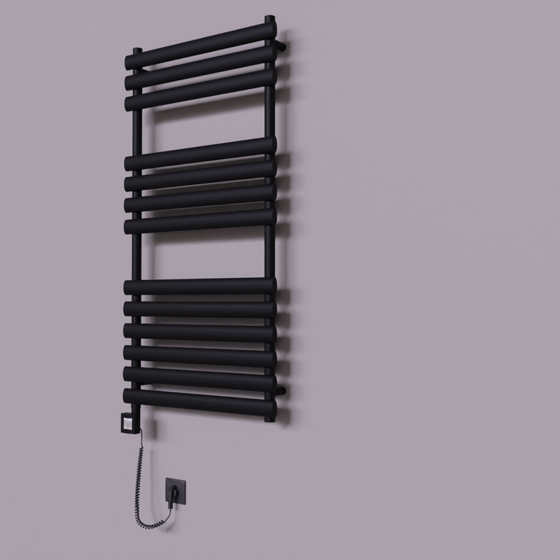 Volga Dekoratif Elektrikli Havlupan 600x1200 Siyah (KTX4 Termostat) 600W Spiral Kablolu 