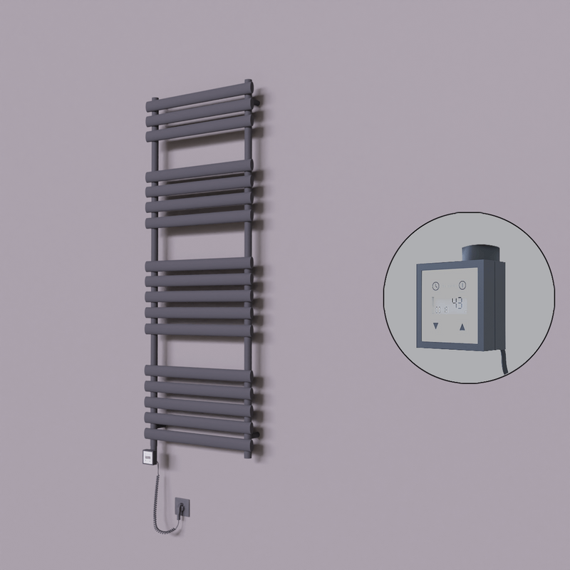 Volga Dekoratif Elektrikli Havlupan 600x1600 Koyu Antrasit (KTX3 Termostat) 1000W Spiral Kablolu 