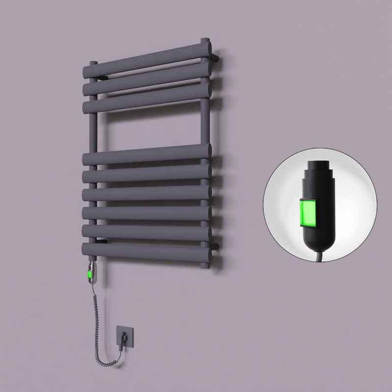 Volga Dekoratif Elektrikli Havlupan 600x800 Koyu Antrasit (On/Off Düğmeli) 600W 