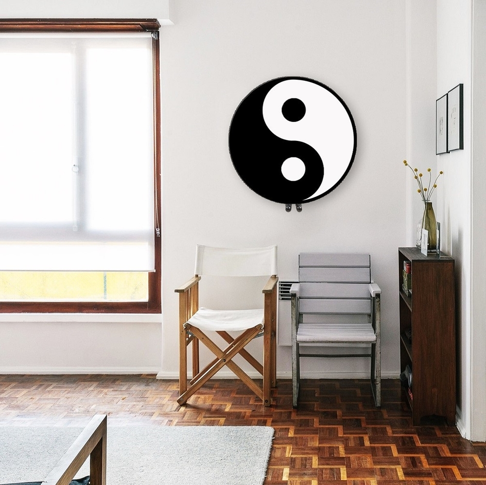 Yin YANG Sèche-serviettes Design Fin 590x590 Blanc/Noir - 1