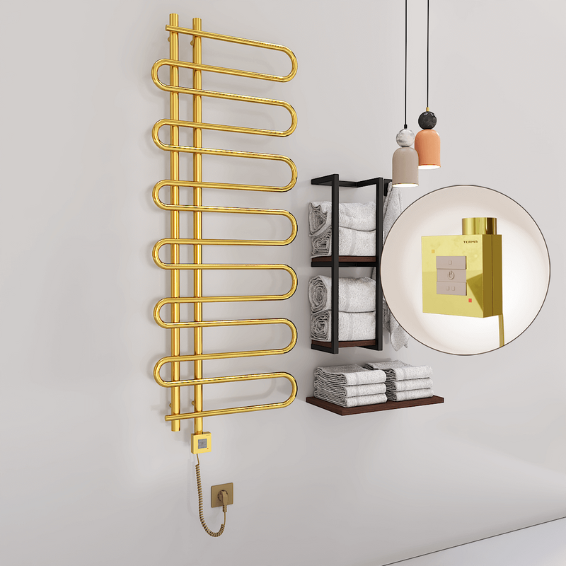 Zante Electric Towel Warmer 600x1400 Gold Ktx1 300 W (Spiral Cable)