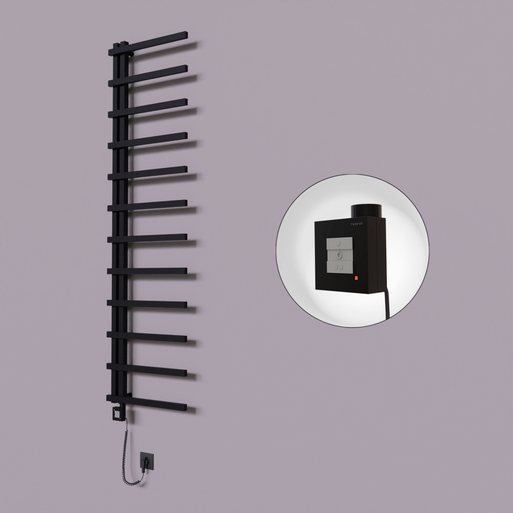 Zap Dekoratif Elektrikli Havlupan 500x1150 Siyah (KTX1 Termostat) 300W Spiral Kablolu - 1