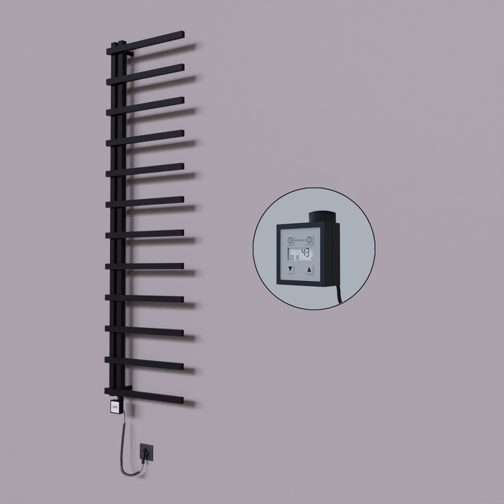 Zap Dekoratif Elektrikli Havlupan 500x1150 Siyah (KTX3 Termostat) 300W Spiral Kablolu - 1